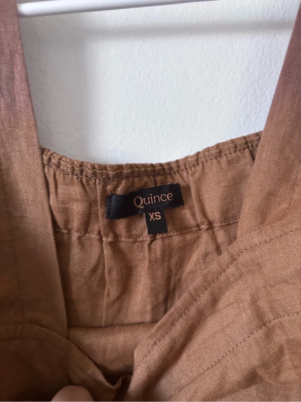 Quince Brown Linen-Blend Strap Jumpsuit